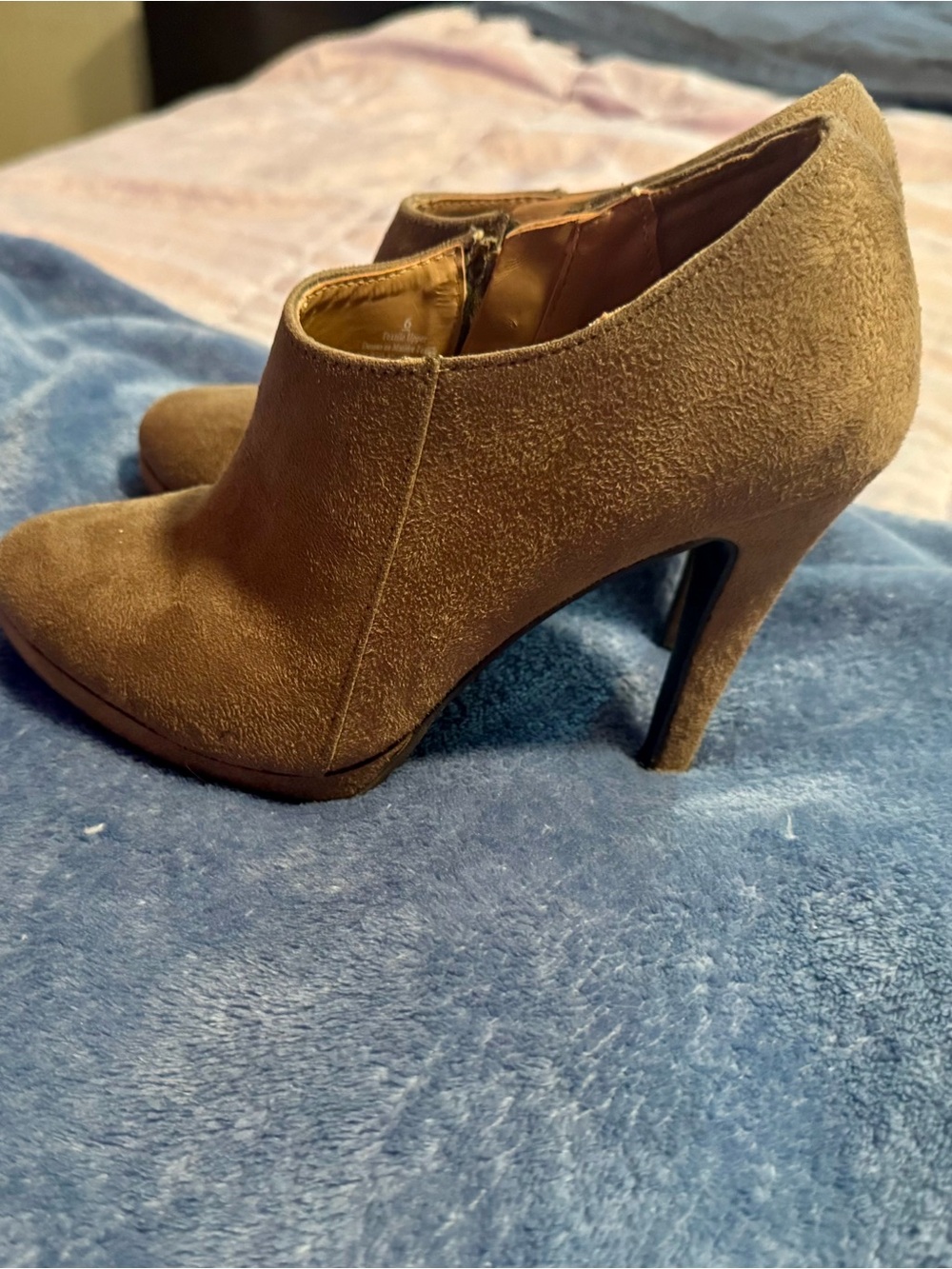 Merona Brown Suede High-Heel Ankle Booties